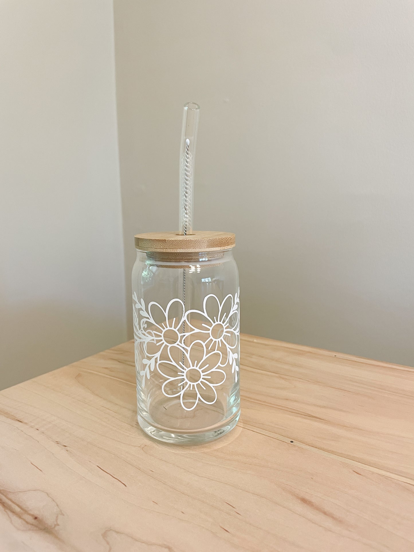 spring florals glass tumbler