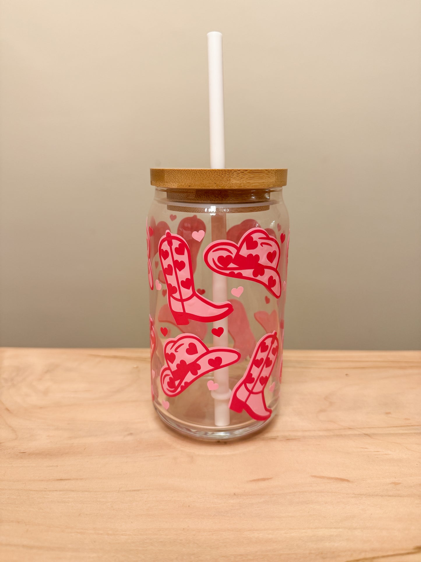 pink cowgirl glass tumbler