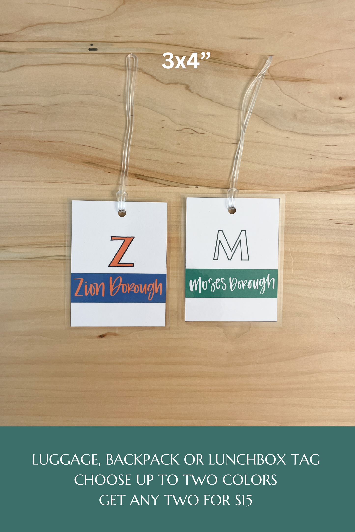 personalized luggage, backpack, lunchbox tag