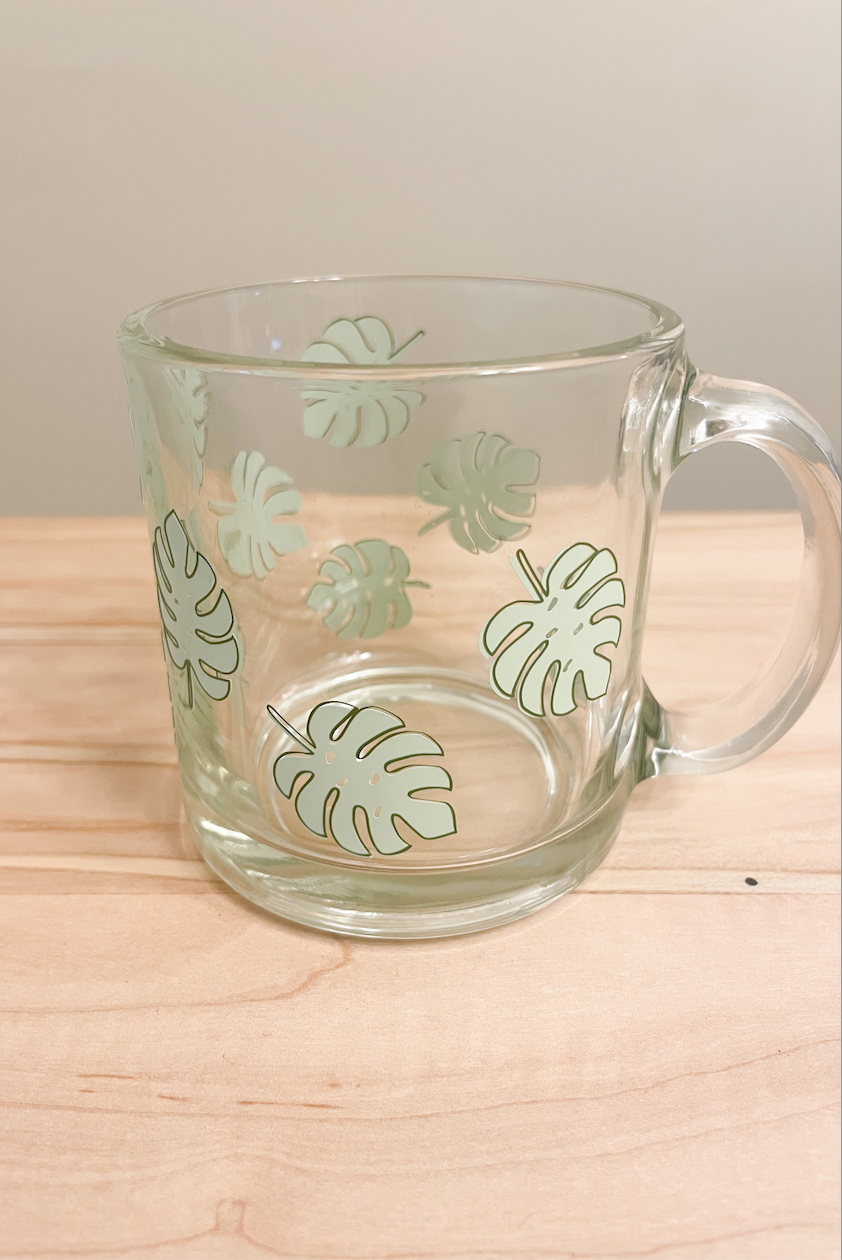 monsterra hot coffee glass