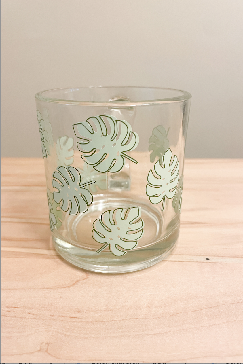 monsterra hot coffee glass
