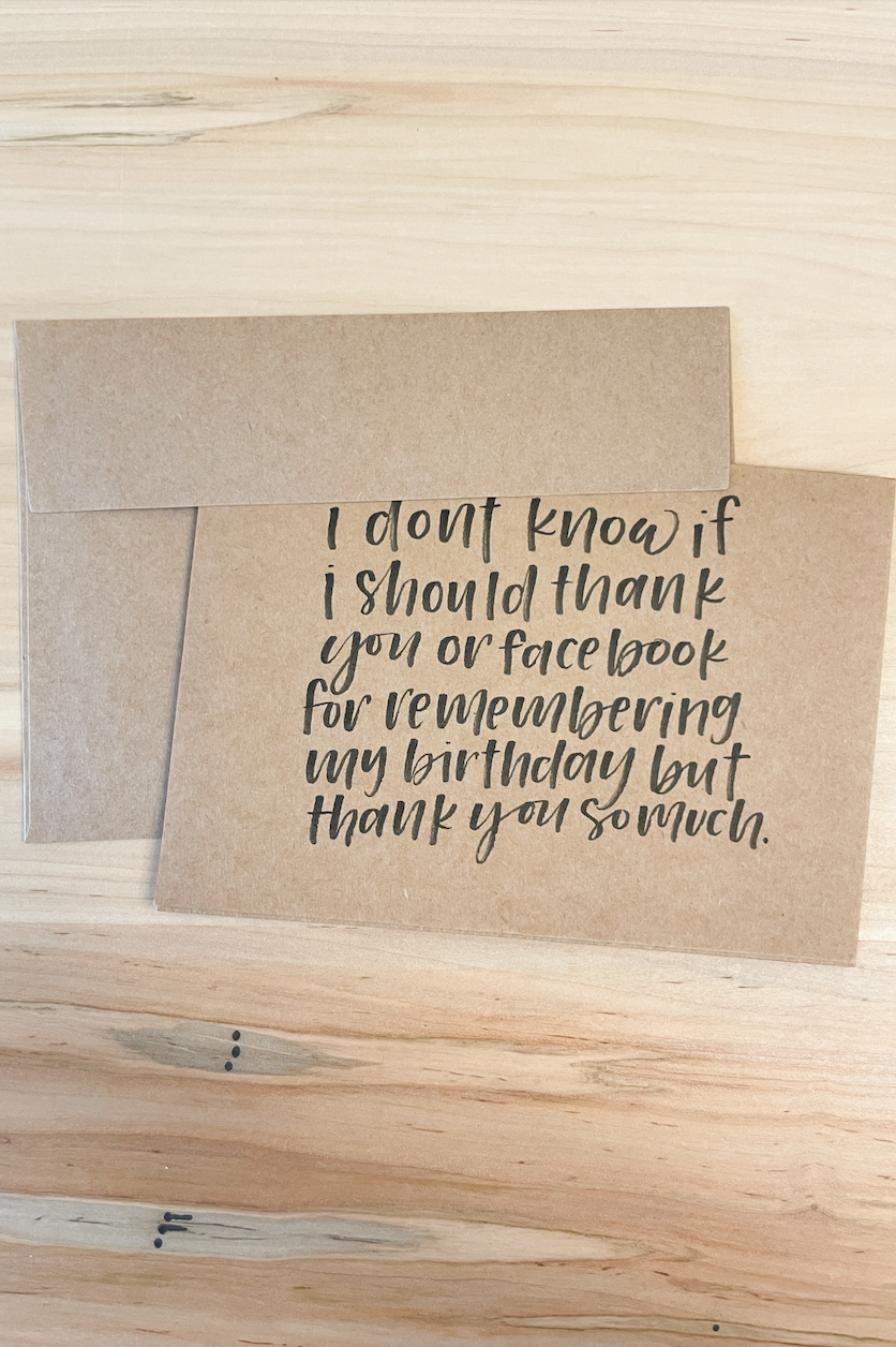 thank you card, facebook