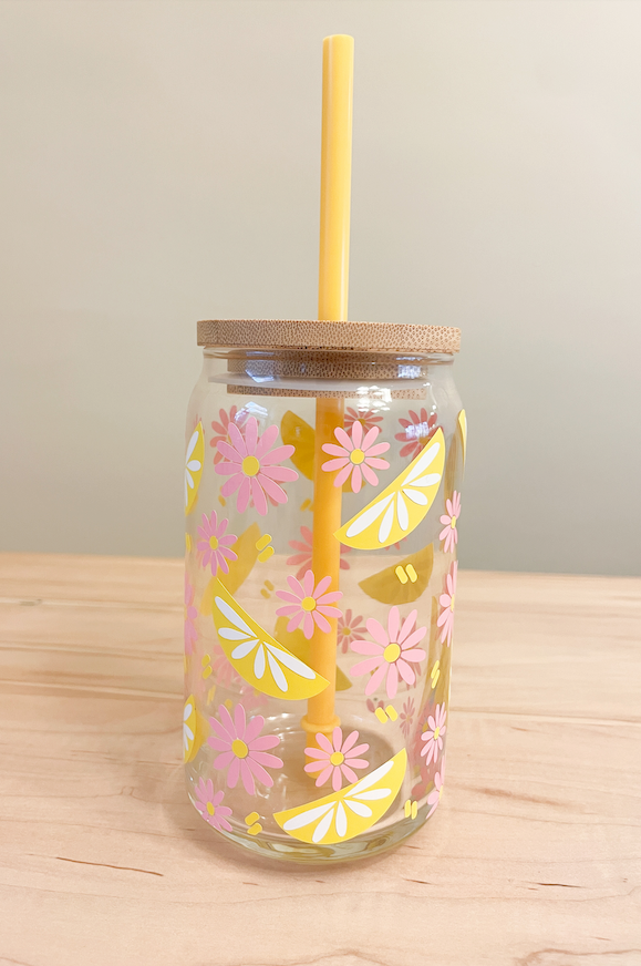 squeeze the day glass tumbler