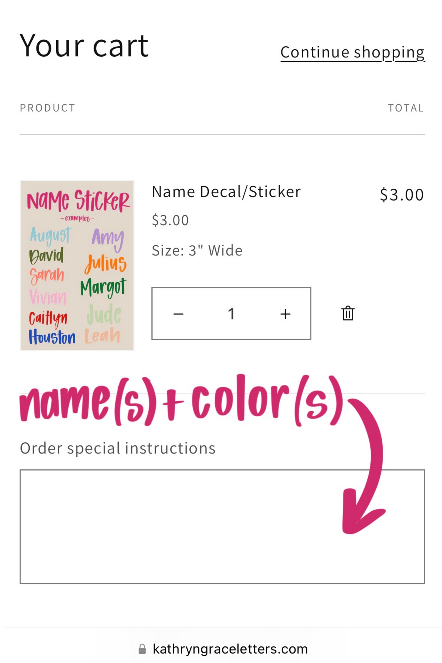 custom name or word sticker