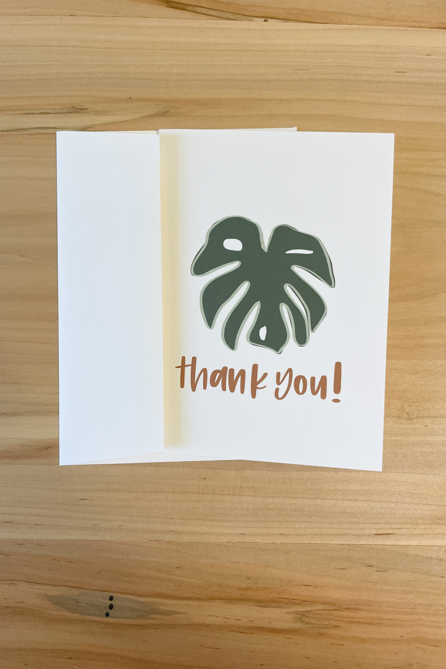 thank you card, monsterra leaf