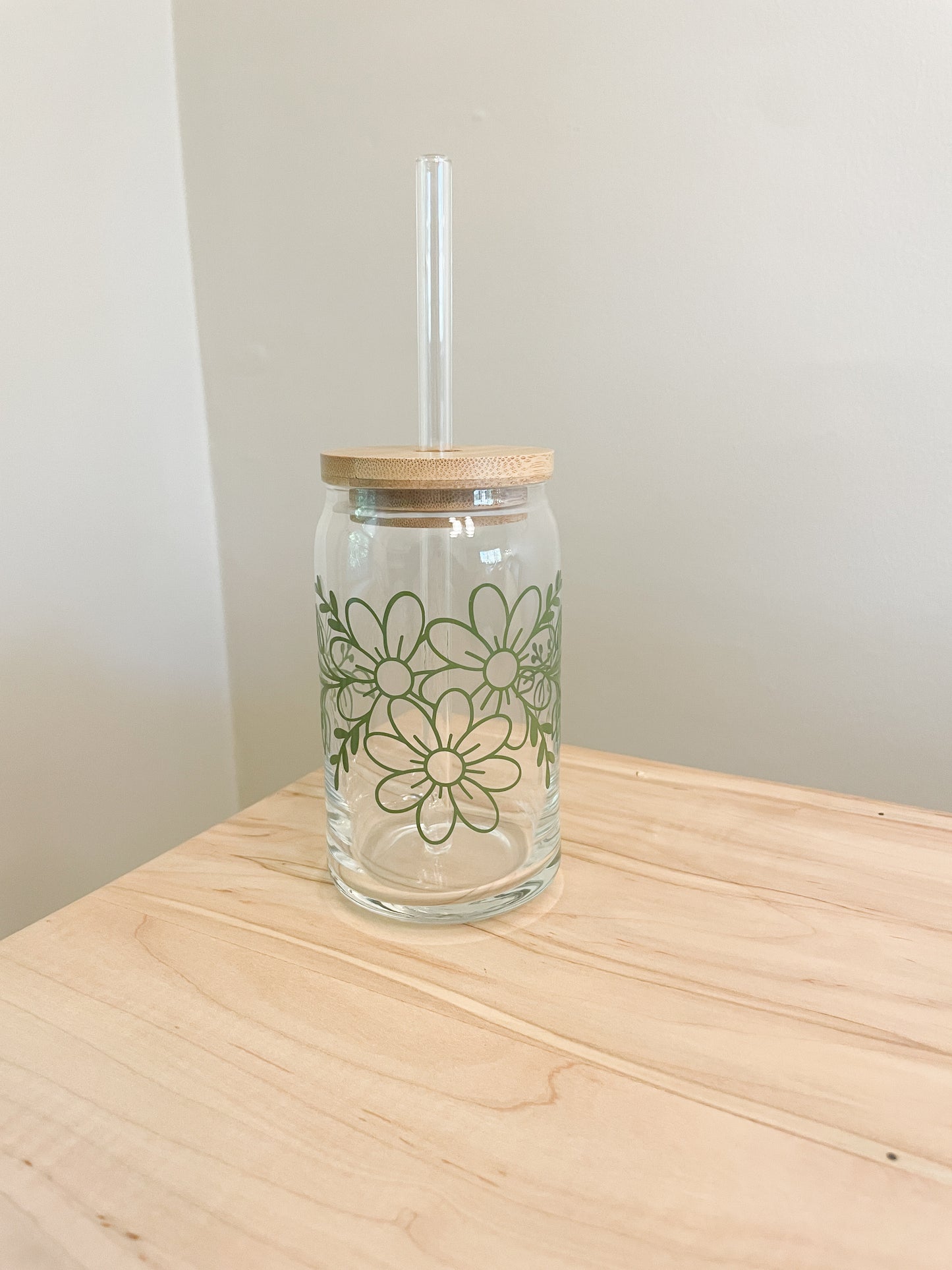 spring florals glass tumbler