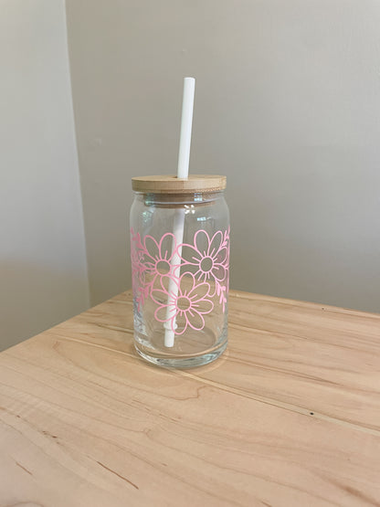 spring florals glass tumbler