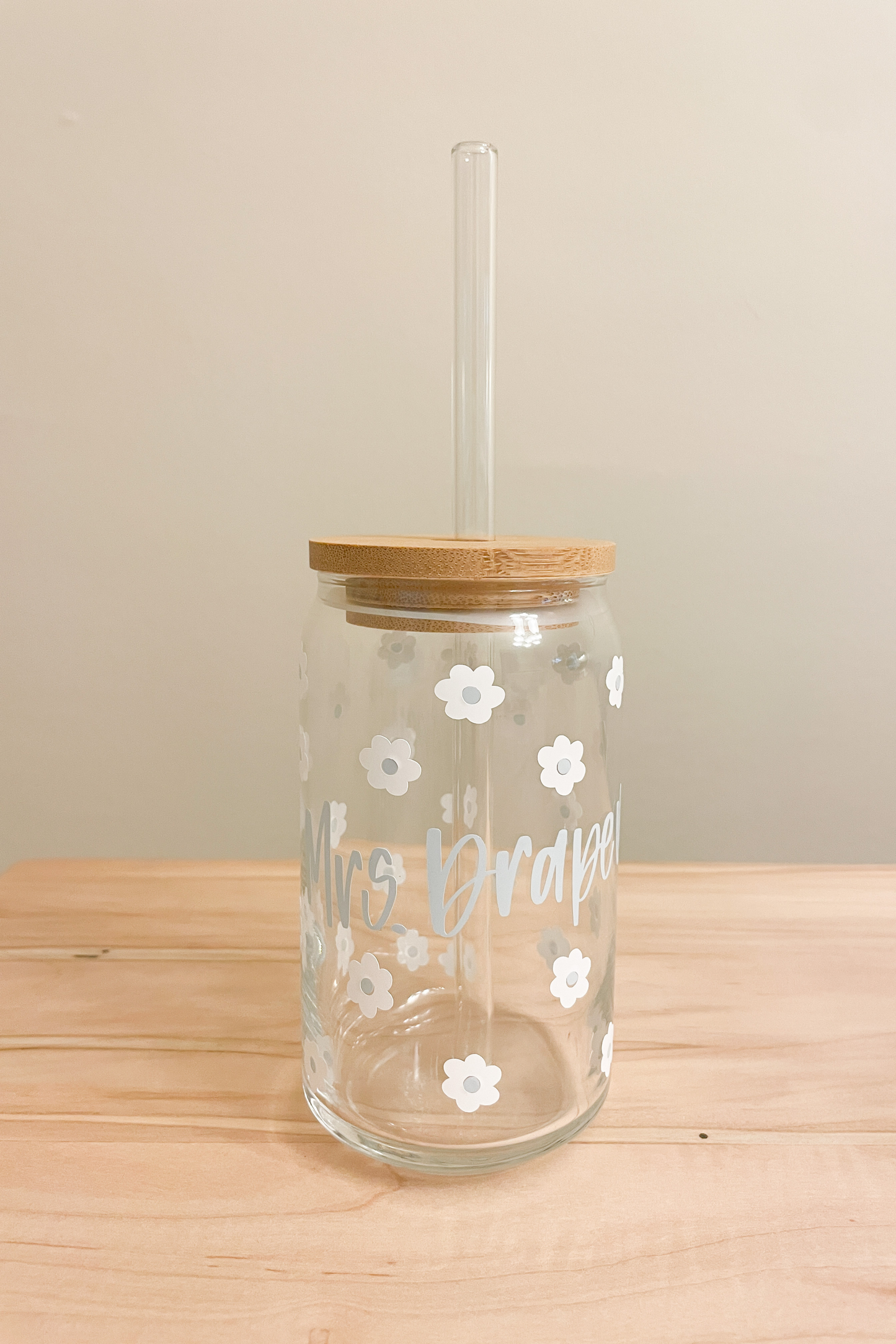 "mrs." daisy glass tumbler