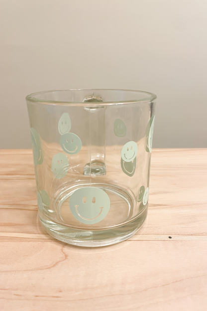 retro smiley hot coffee glass