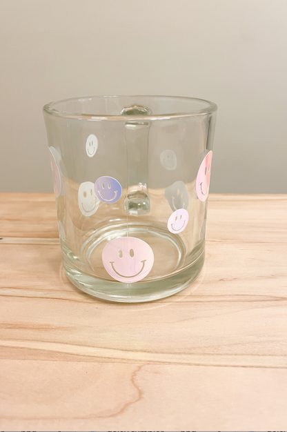 retro smiley hot coffee glass