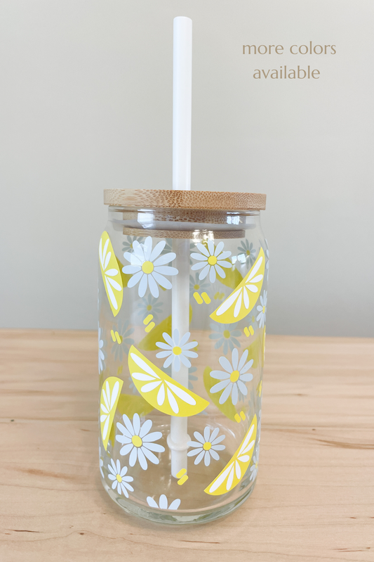 squeeze the day glass tumbler